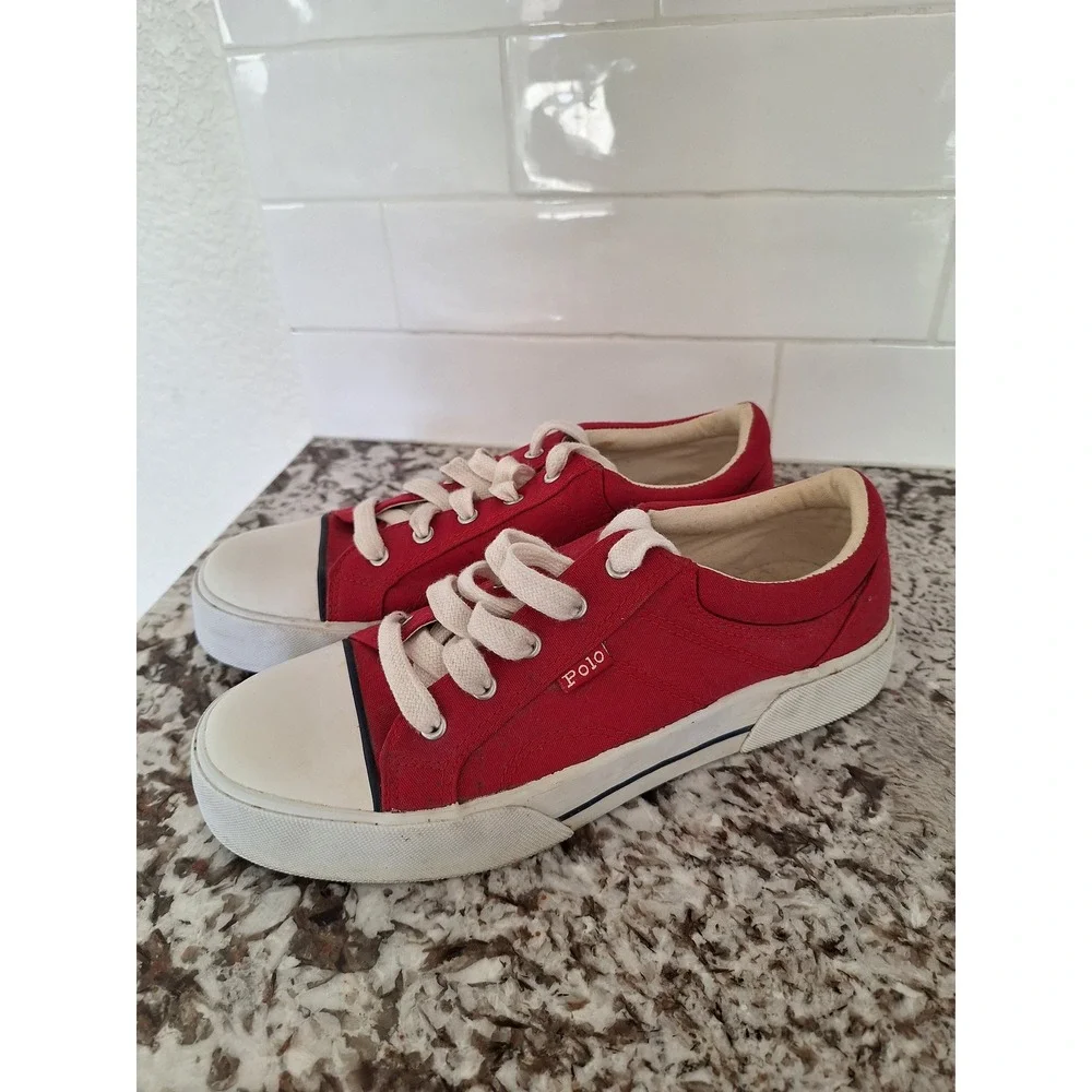 Ralph Lauren Polo Sport Sneakers Women's‎ Size 9B Red Classic